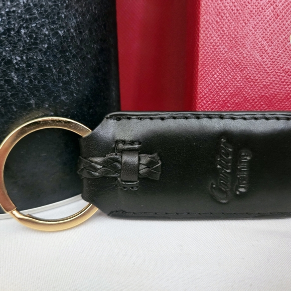 Cartier Black Leather  Luxury Key ring  chain Men Christmas Gift Full Inclusion - Picture 2 of 7